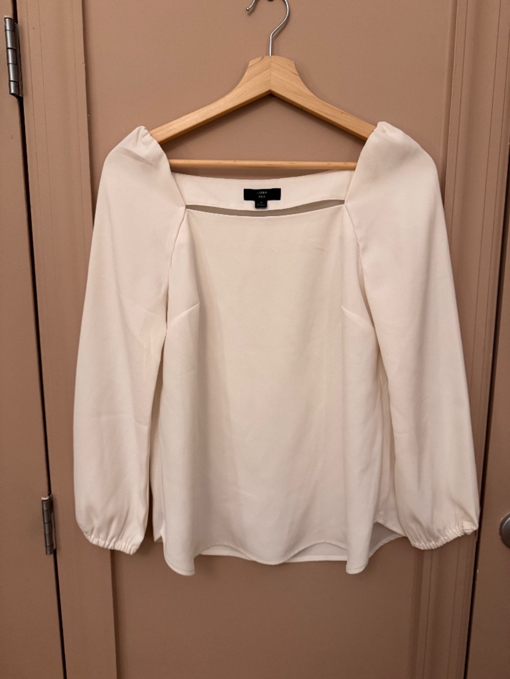 J.Crew Women's White Crepe Square Neck Blouse
